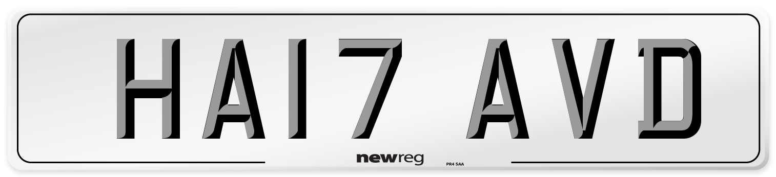 HA17 AVD Number Plate from New Reg